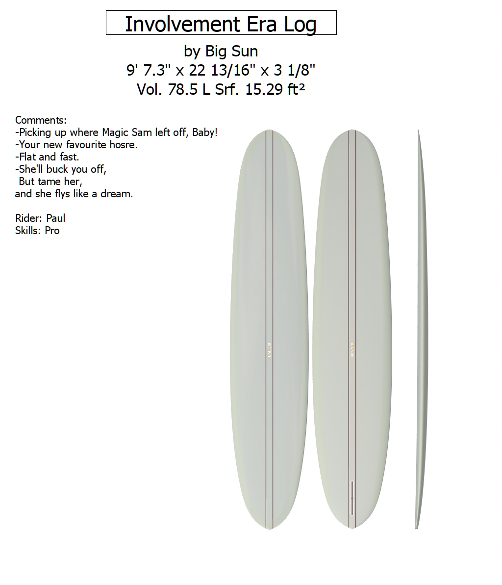INVOLVEMENT ERA - (9'5x 23’ x 2'15/16 @ 71L) - Clear Volan Double Cedar Stringers