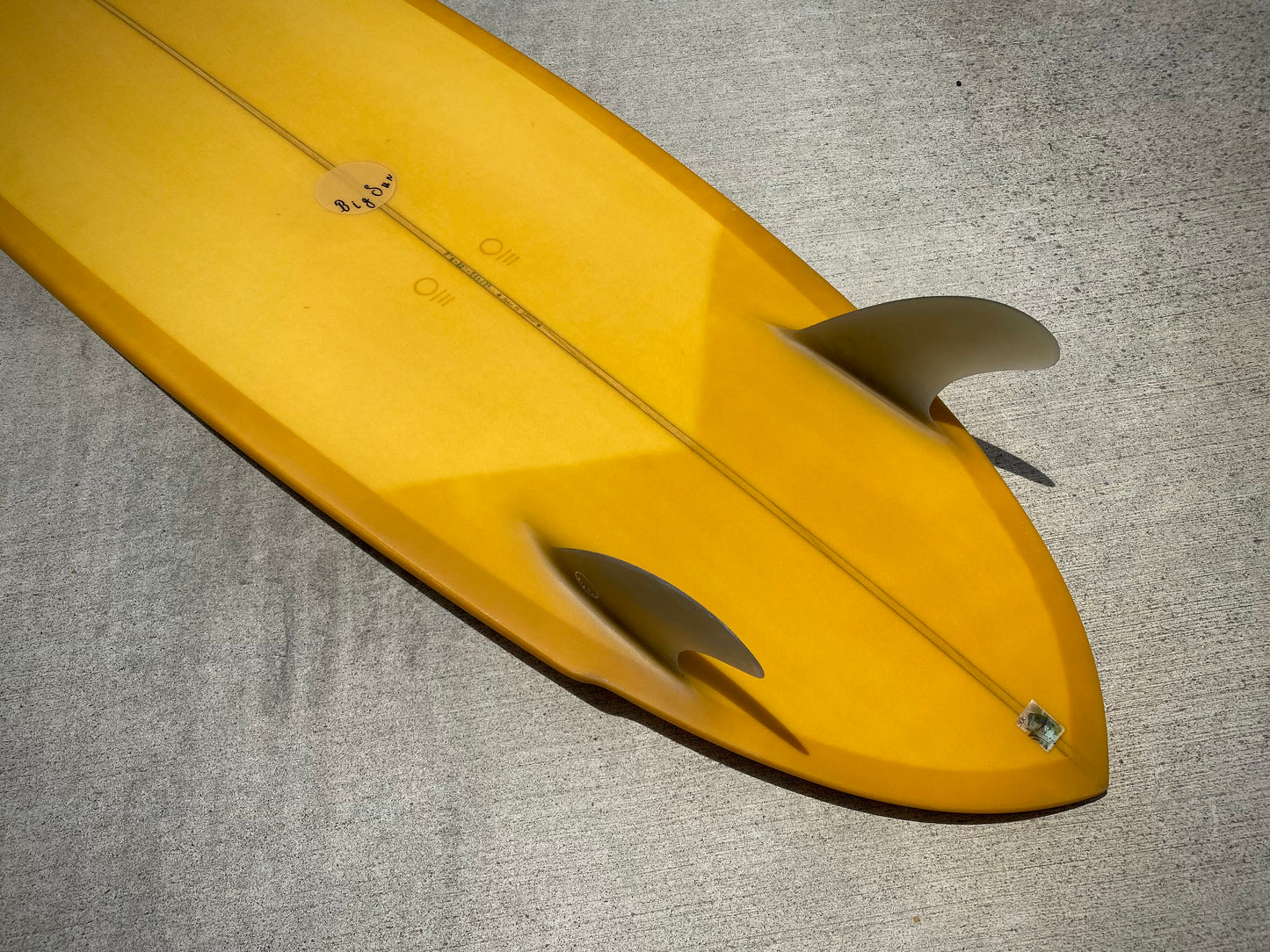 7'8 Twin Pin Midlength - Canary Yellow with Glass in 80's Twins
