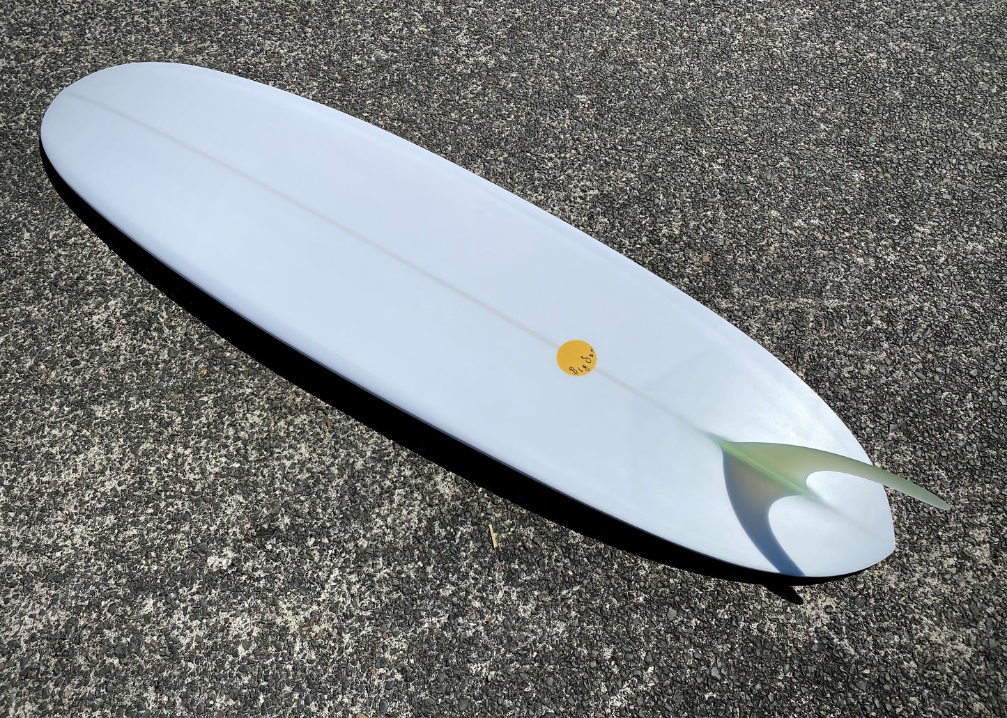 Double Ender Down Rail Midlength - 7'2 White Pigment and Glassed in 10' inch Rake
