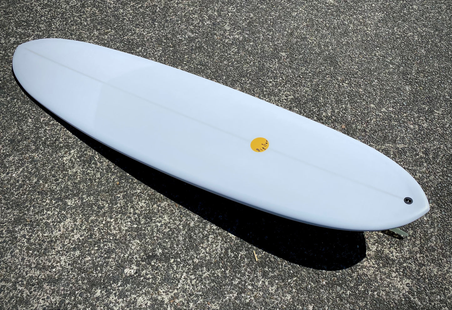Double Ender Down Rail Midlength - 7'2 White Pigment and Glassed in 10' inch Rake