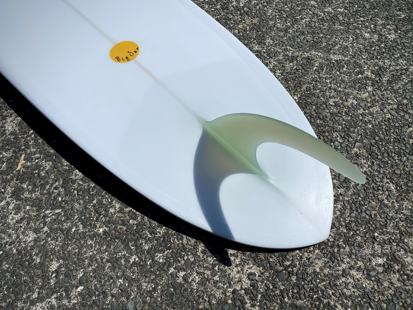 Double Ender Down Rail Midlength - 7'2 White Pigment and Glassed in 10' inch Rake