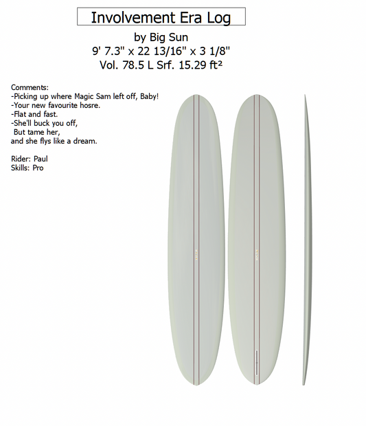 INVOLVEMENT ERA - (9'5x 23’ x 2'15/16 @ 71L) - Clear Volan Double Cedar Stringers